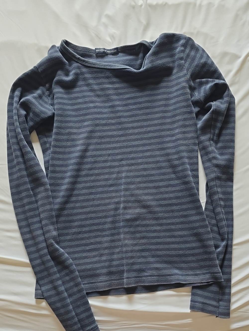 Brandy Melville Navy & Slate Striped Long-Sleeve Tee